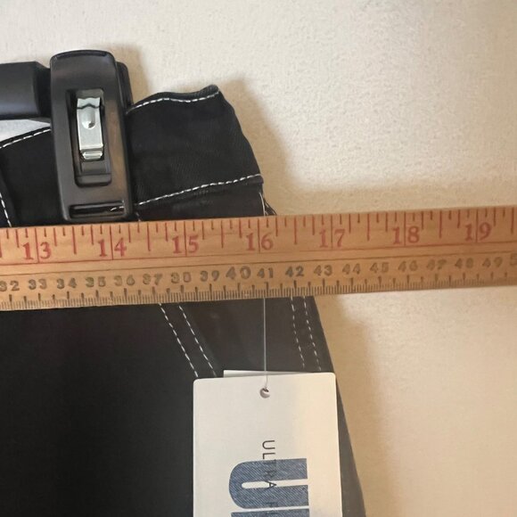 Ultra Flirt Carpenter Jeans Womens XL Black Contrasting Stitch Wide Leg Elastic - Picture 6 of 13